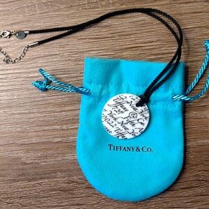 Tiffany & Co RETIRED White Notes Round Bone China Necklace, 16"